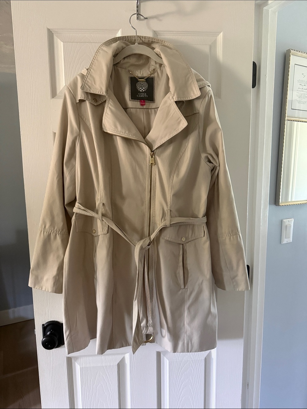 Vince Camuto Beige Trench Coat with Waist Tie